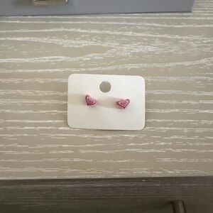 Pink Heart Stud Earrings